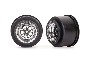 Traxxas Weld 2.2/3.0 Drag Racing Rear Wheels w/12mm Hex (Chrome w/Black) (2)