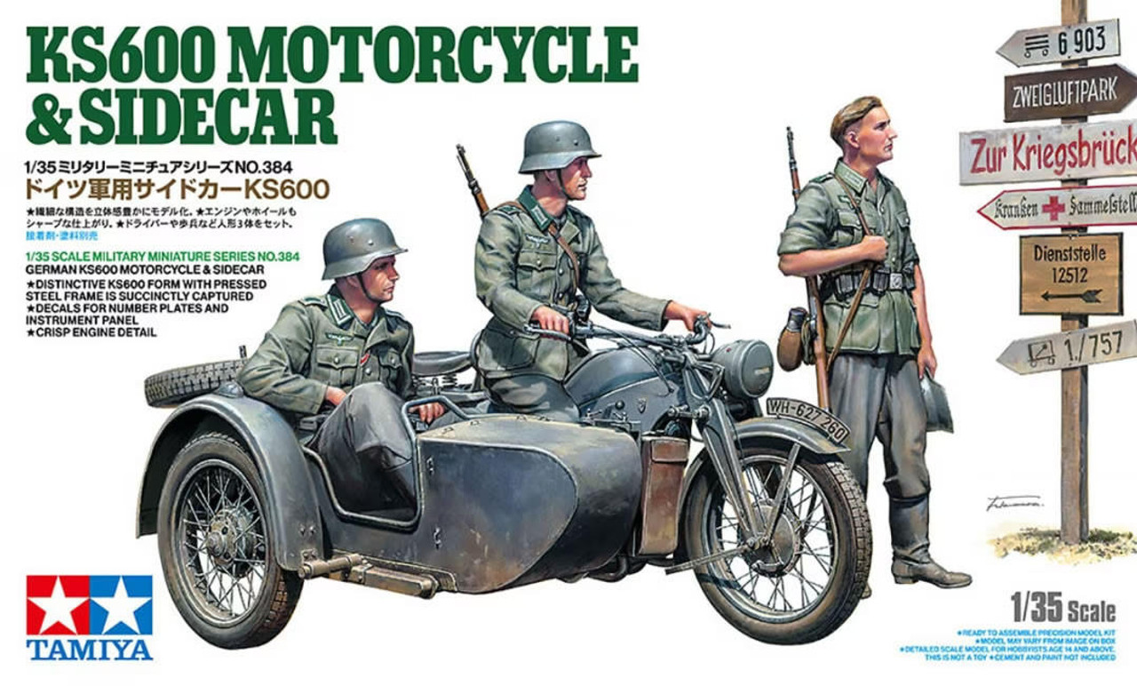 Tamiya 1/35 German WWII KS600 Motorcycle & Sidecar Model Kit