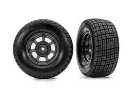 Traxxas Slash® Modified Hoosier® Pre-Mounted Dirt Oval Tires (Grey) (2) (Front) w/12mm Hex