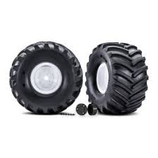 White X-Monster Wheels w/ Terra Groove Tires (2) for X-MAXX (Traxxas)