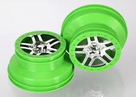 Traxxas Wheels Split-Spoke Chrome Green Beadlock (4) Slash 4X4