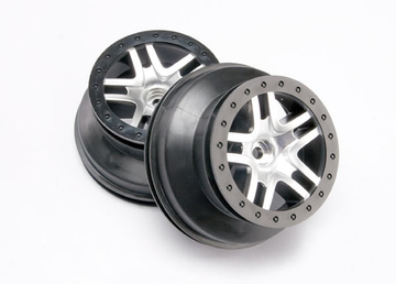 Traxxas Dual Profile Split-Spoke SCT Wheels (Satin Chrome/Black-2) (Slash Front) 12mm Hex