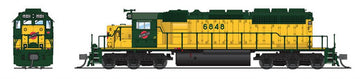 Broadway Limited 9953 - EMD SD40-2 (STEALTH SERIES) DC Silent Chicago & Northwestern (CNW) 6848 - N Scale