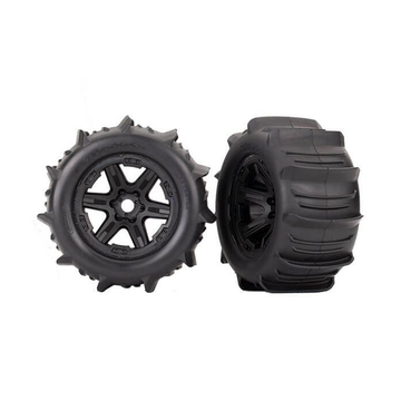 Traxxas Paddle Tires 3.8" Pre-Mounted w/Monster Truck Wheels (Black) (Standard)