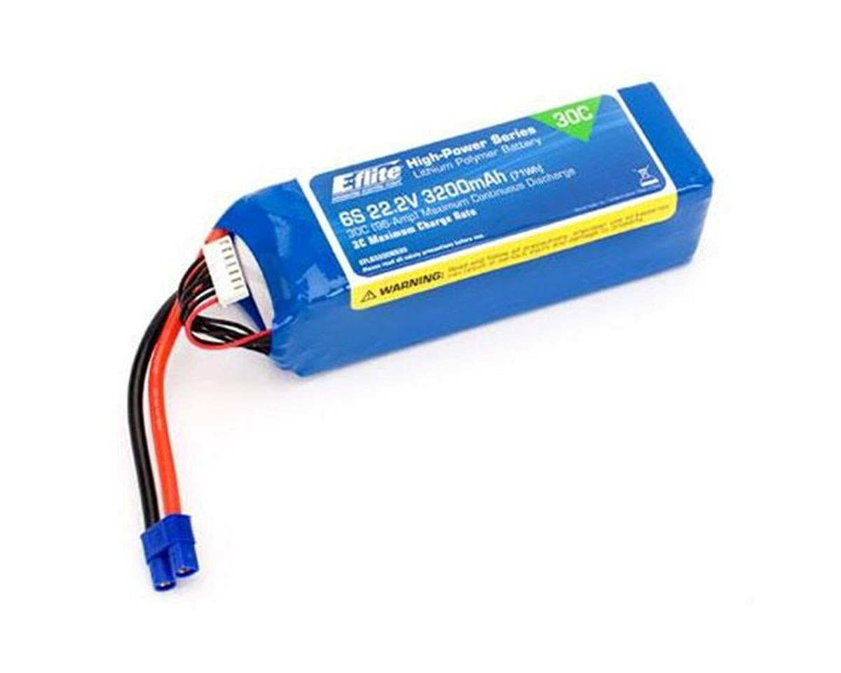 EFlite 3200mAh 6S 22.2V 30C LiPo Battery, 12AWG EC3