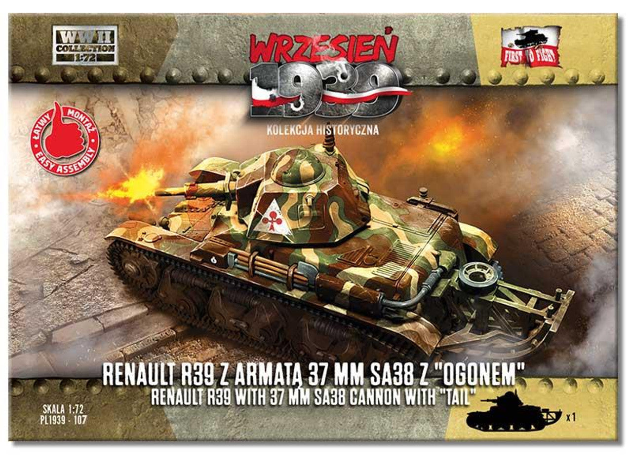 WWII Renault R39 Tank w/37mm SA38 Cannon & Tail 1/72 First To Fight Models