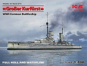 This is the 1/700 Scale WWI German Grosser Kurfurst Battleship (New Tool) Plastic Model Military Ship Kit by ICM