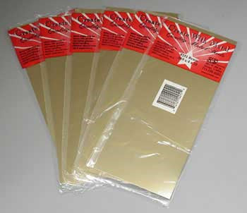 Brass Sheet: 0.010" Thick x 4" Wide x 10" Long (6 Pieces)