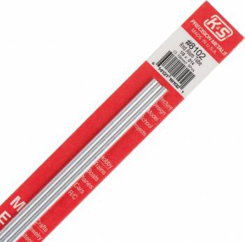 K & S 8102 Aluminum Tube 1/8" O.D. x .014" Wall 12" Long Pkg(3)