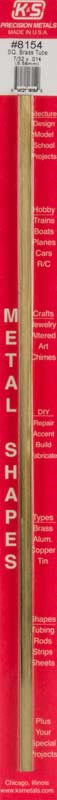 Square Brass Tube: 7/32" OD x 0.014" Wall x 12" Long (1 Piece)