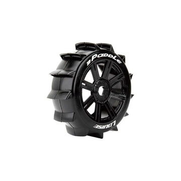 Louise RC B-Paddle 1/8 Pre-Mounted Soft Off-Road Buggy Tires with Black Spoke Rim, 17mm Hex (2)