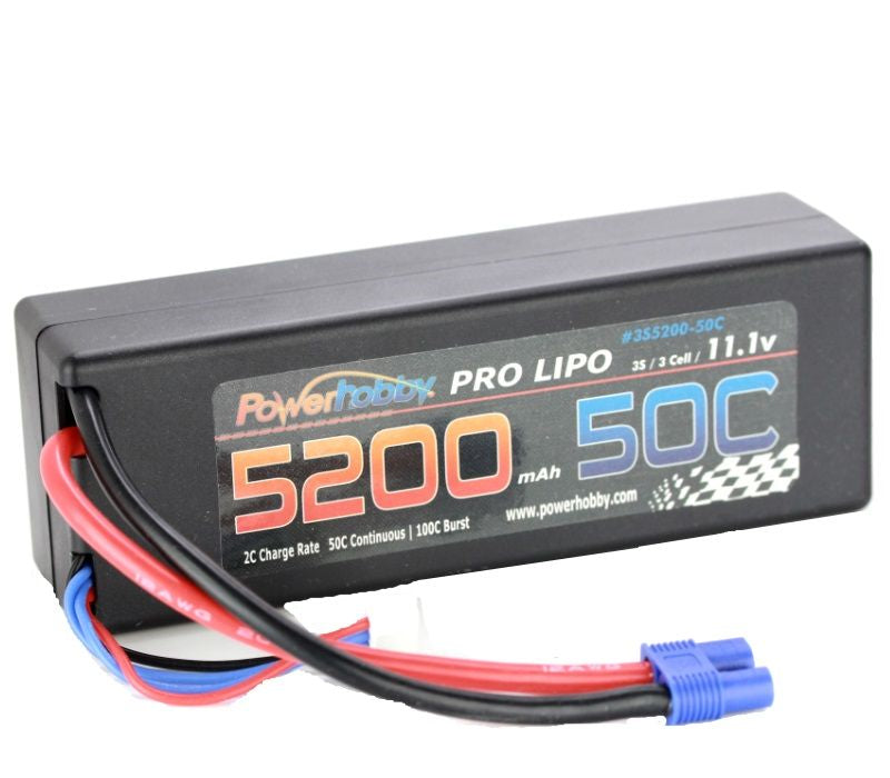 Powerhobby 3S 11.1V 5200mAh 50C Lipo Battery w EC3 Plug 3-Cell Hard Case