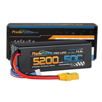 4S 14.8v 5200mAh 50C LiPo Battery w XT90 Plug Hard Case LSG