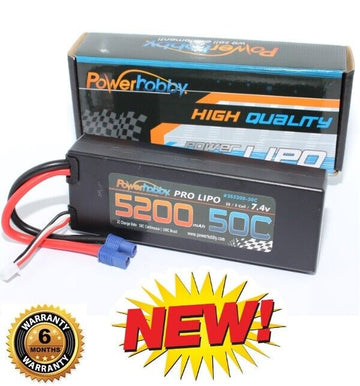 Power Hobby 2S 7.4V 5200mAh 50C Lipo Battery Pack