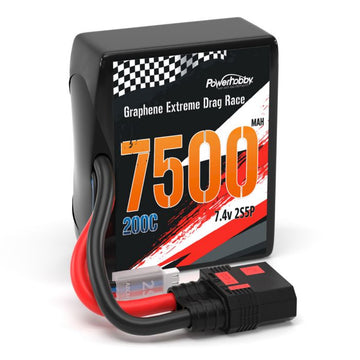 Power Hobby Graphene 2S 7500MAH 200C DRAG LIPO BATTERY PACK 2S5P w 8AWG Wire QS8 PLUG