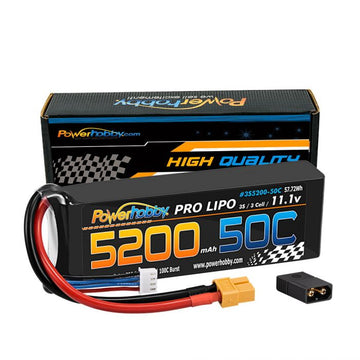 Power Hobby 3s 11.1v 5200mah 50c Lipo Battery w XT60 Plug + Adapter