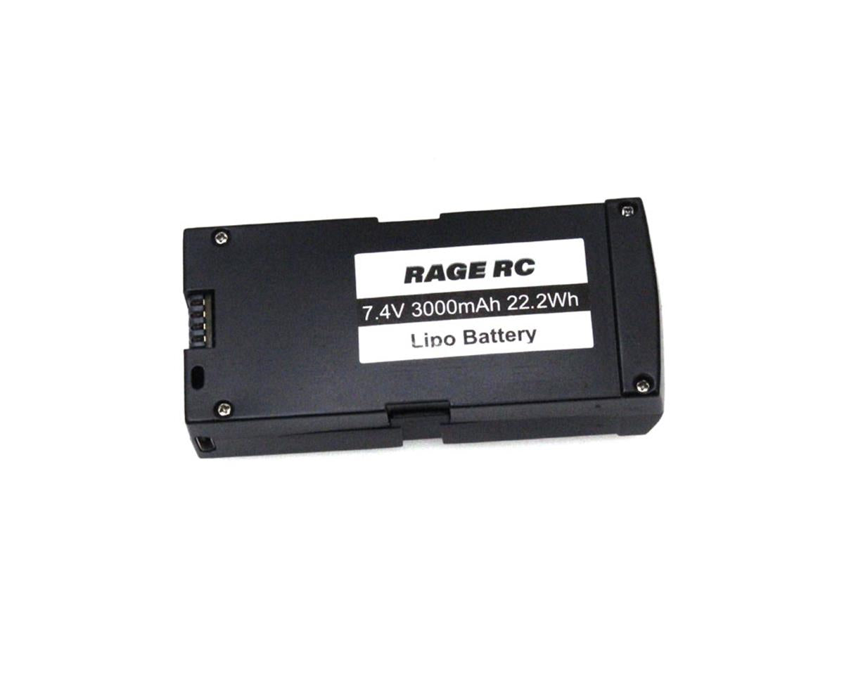 RAGE RC 2S 7.4V 3000 mAh Battery w/ Case; Stinger GPS