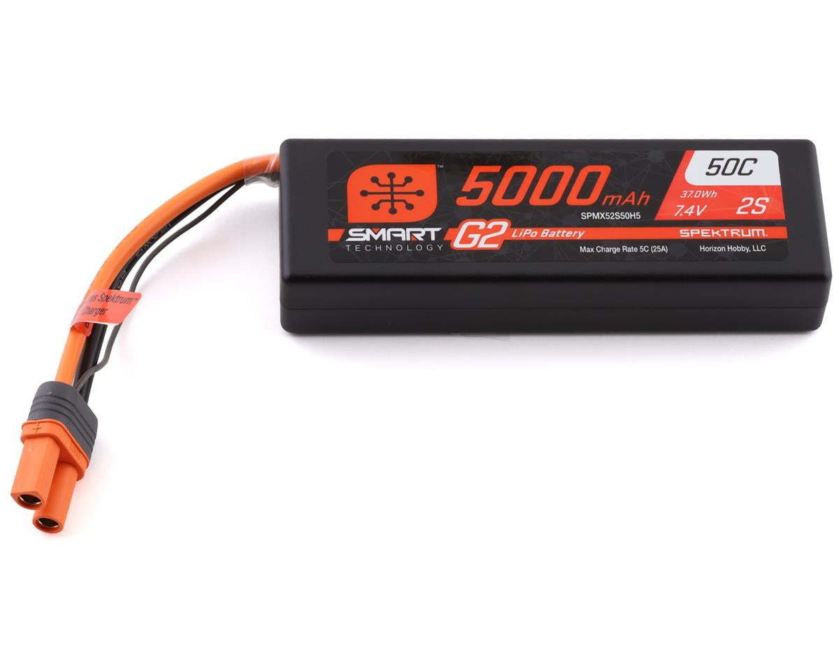 Spektrum 2S Smart LiPo 50C Hard Case Battery Pack (7.4V/5000mAh) w/IC5 Connector