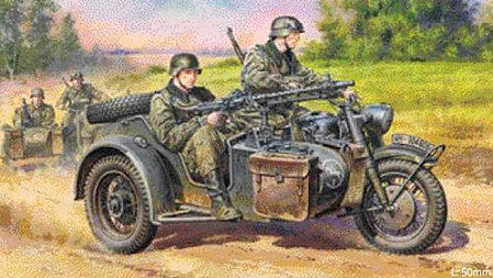 German Motorcycle and Sidecar WWII