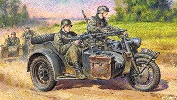 German Motorcycle and Sidecar WWII