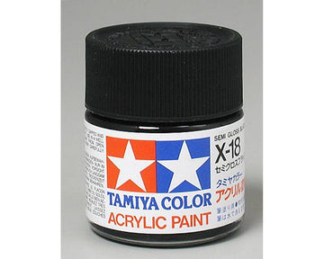 Tamiya X-18 Black Semi-Gloss Acrylic Paint (23ml)