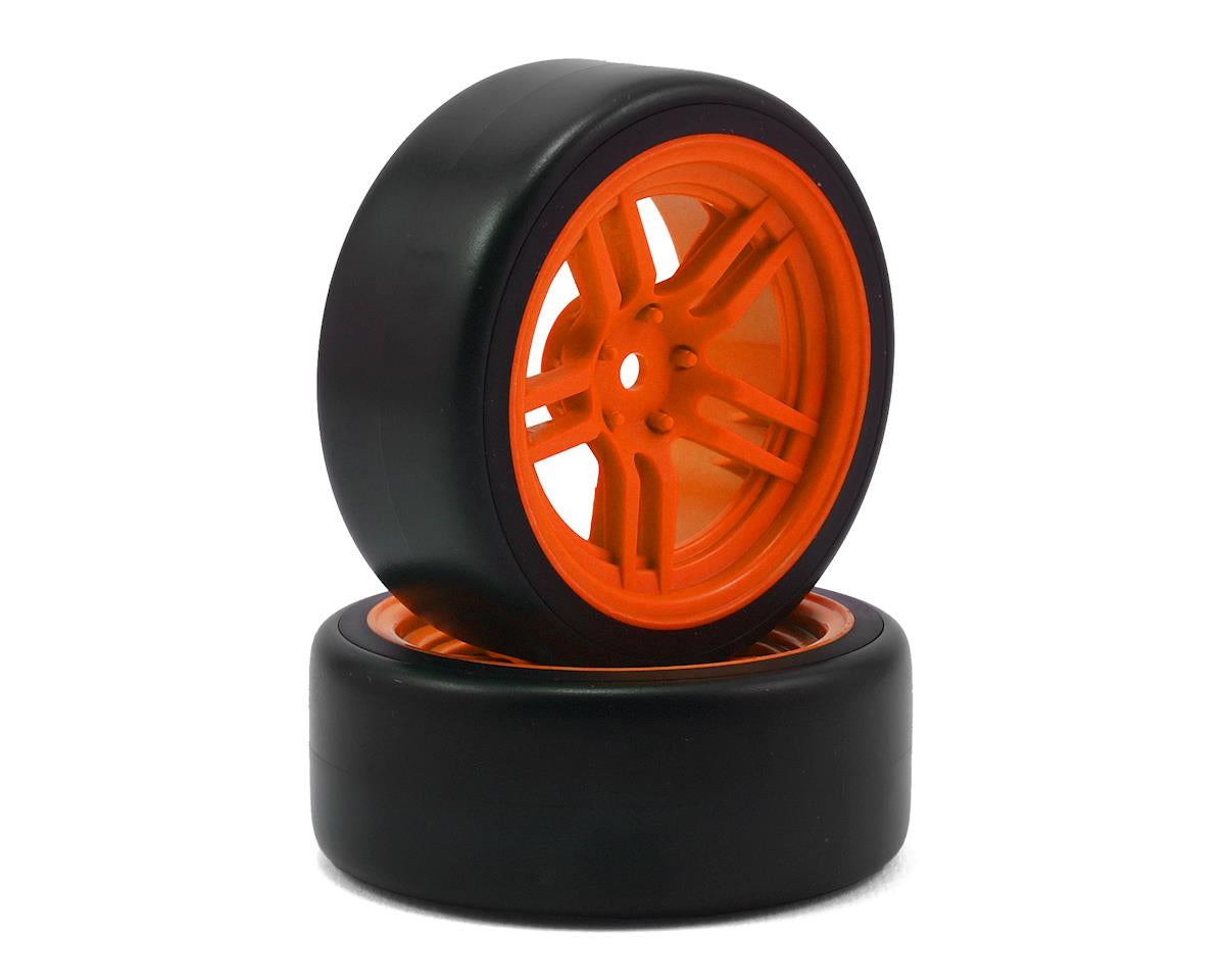 Traxxas 4-Tec 2.0 1.9" Front Pre-Mounted Drift Tires (Orange) w/12mm Hex Split-Spoke Wheels (2)