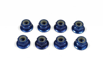 TUH1080 Dark Blue Aluminum 4mm Flanged Knurled Serrated Wheel Nut (8) (Tuning Haus)