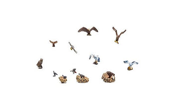 HO Scenic Accents Birds (12) & Nests (3)
